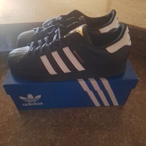 Adidas Superstar Men's Black Sneakers with White Stripes
